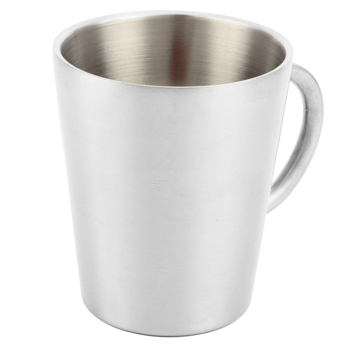 300ml Portable Mug 304 Stainless Steel Double Walled Insulated Coffee Beer Cup with HandleGlossy Silver