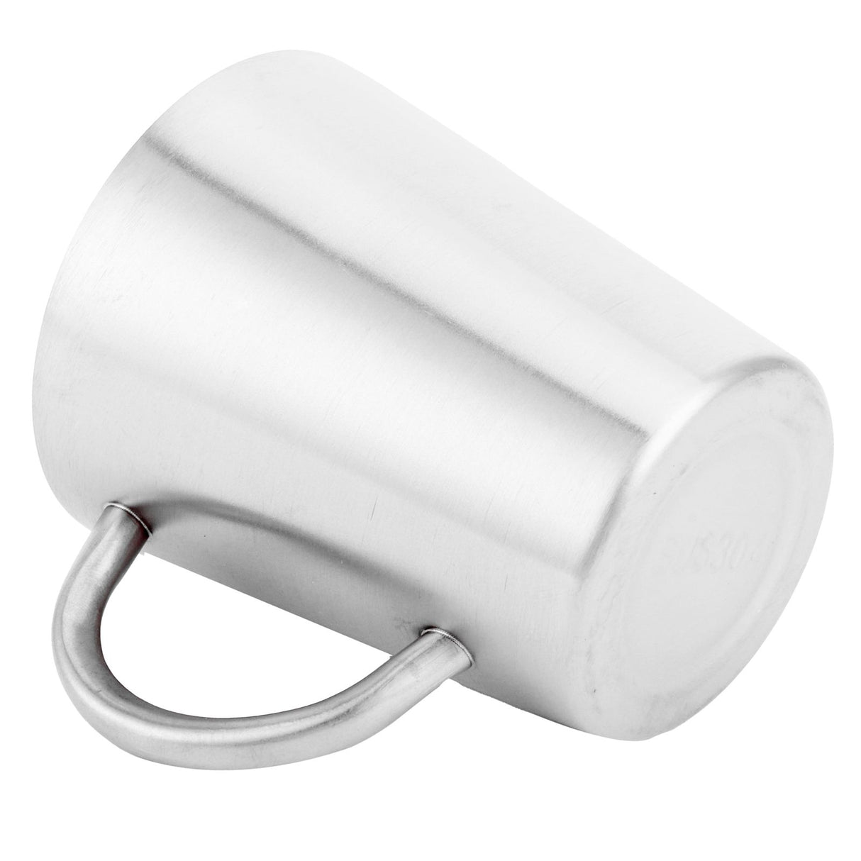 300ml Portable Mug 304 Stainless Steel Double Walled Insulated Coffee Beer Cup with HandleGlossy Silver