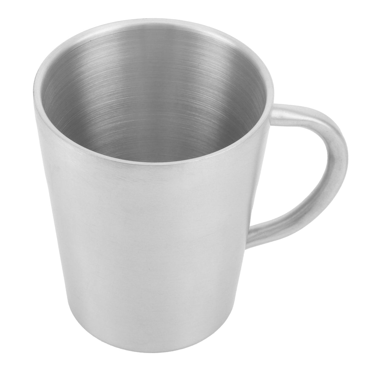 300ml Portable Mug 304 Stainless Steel Double Walled Insulated Coffee Beer Cup with HandleMatte Silver