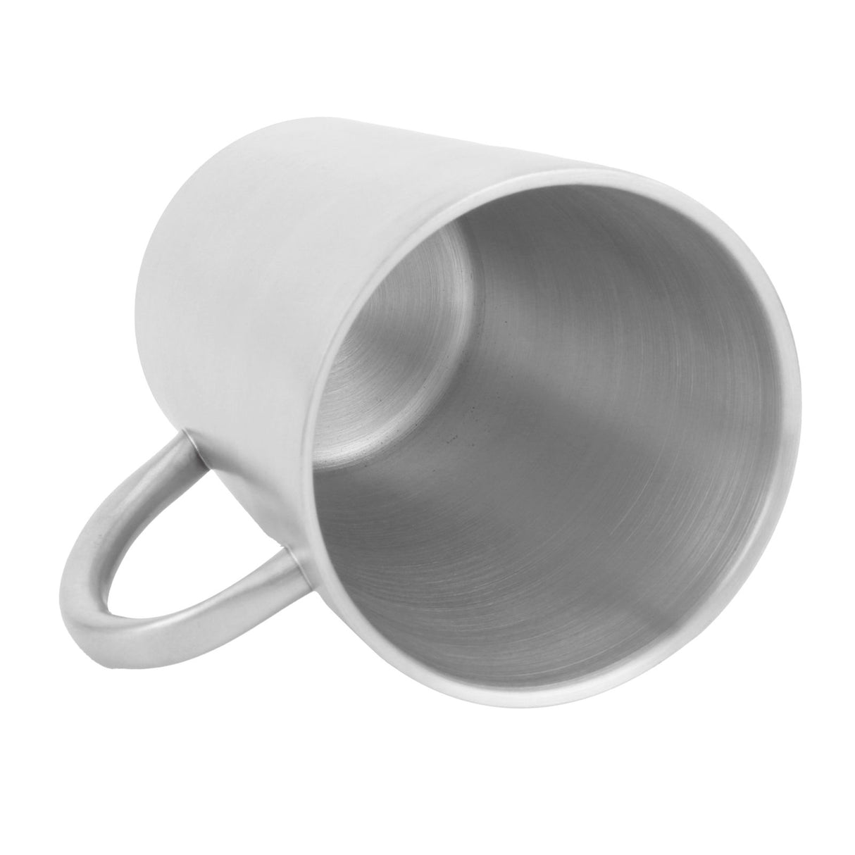 300ml Portable Mug 304 Stainless Steel Double Walled Insulated Coffee Beer Cup with HandleMatte Silver