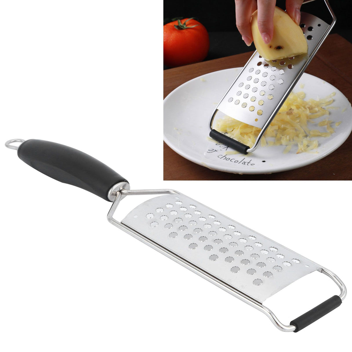 Handheld Cheese Grater Manual Vegetables Shredder Kitchen Gadgets with Silicone Thichen HandleJ13398/10 Large Hole