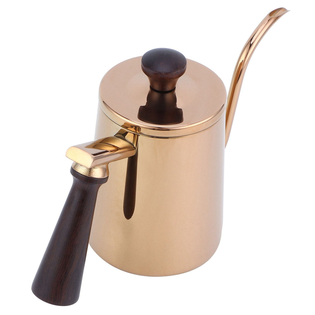 700ml Coffee Kettle 304 Stainless Steel Gooseneck Spout Coffee Drip Pot with Wooden HandleLong Spout‑Rose Gold