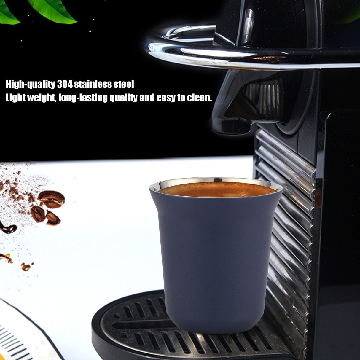 Stainless Steel Coffee Cup Double Wall Insulated Capsule Cup Mug for Home Coffee ShopDark Blue 160ml