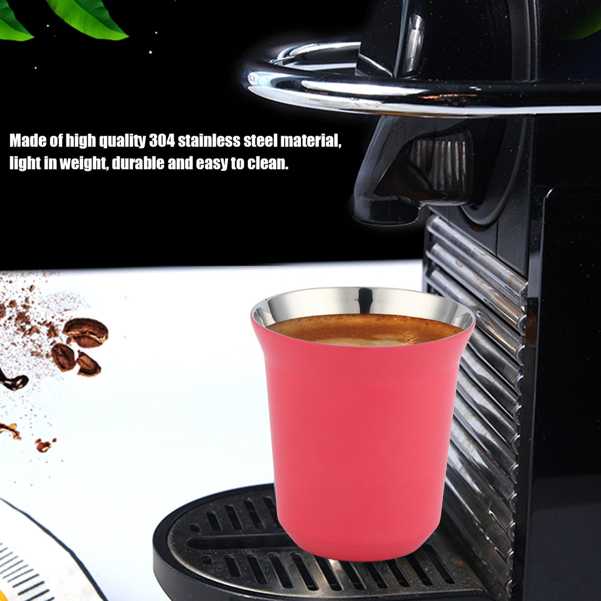 Double Wall Coffee Mug 304 Stainless Steel Insulation Capsule Cup for Kitchen SuppliesRose Red 160ml