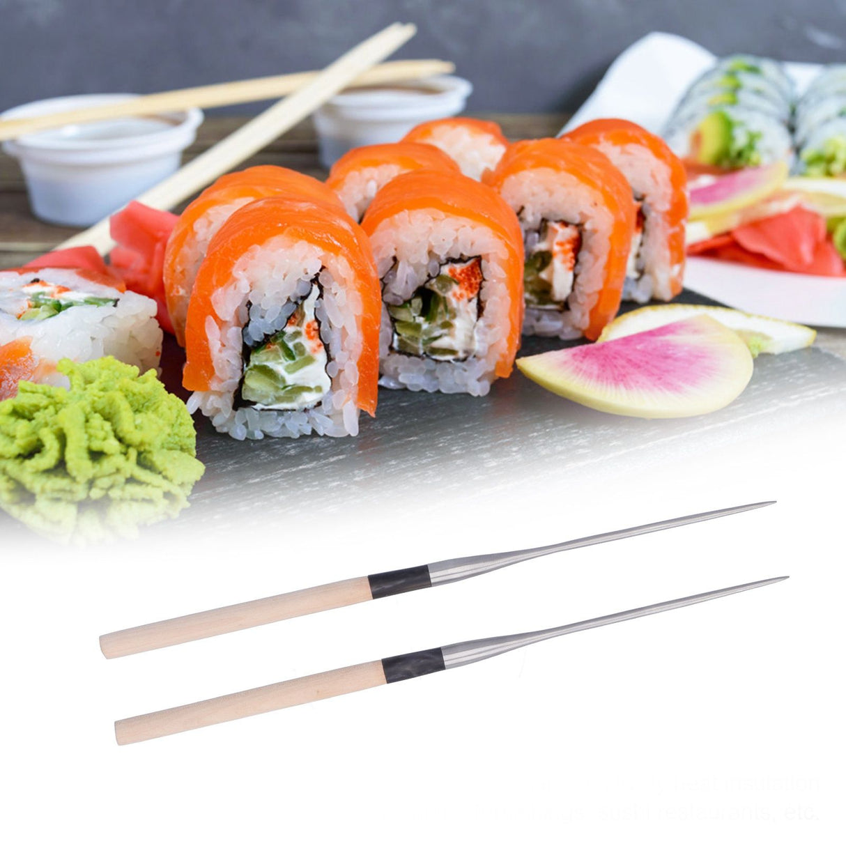 Japanese Sushi Chopsticks with Wood Handle Cooking Chopsticks Tableware Serving Utensils150MM