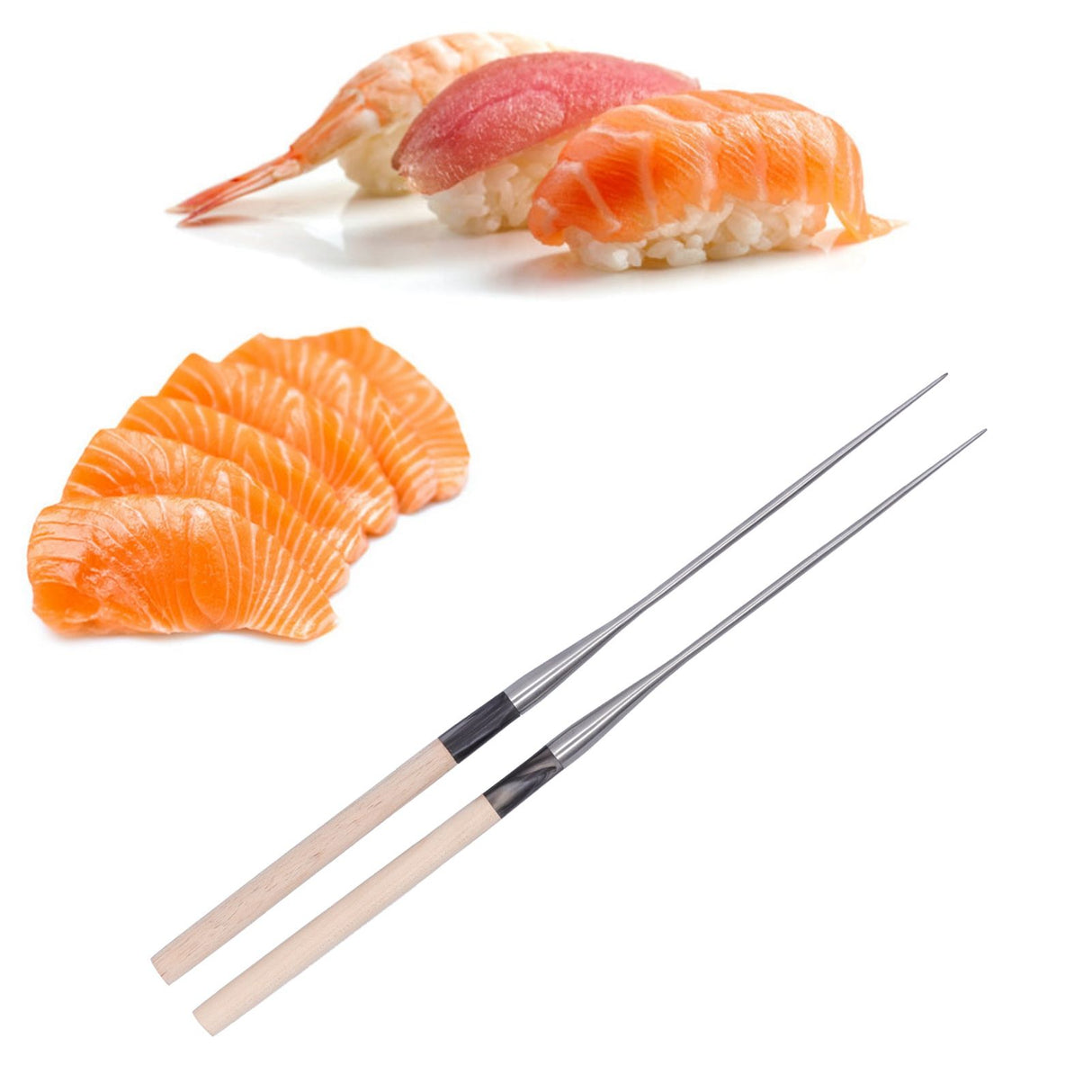 Japanese Sushi Chopsticks with Wood Handle Cooking Chopsticks Tableware Serving Utensils180MM