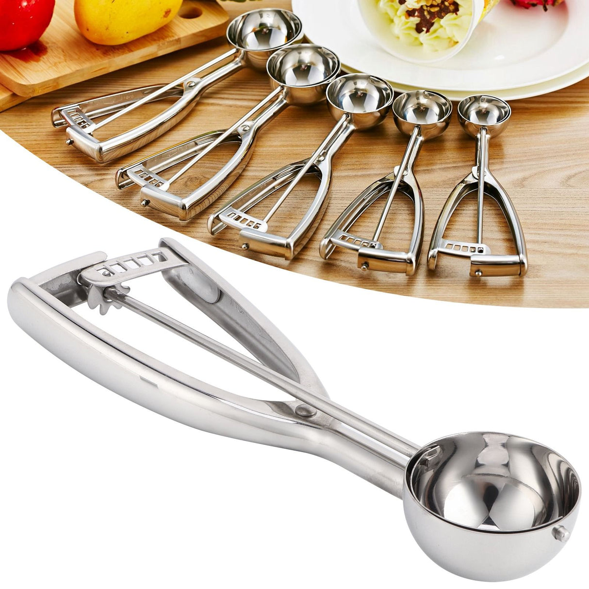 Ice Cream Spoon Multi Function 304 Stainless Steel Fruit Melon Meat Scoop Kitchen Utensils(J10189B 44 )