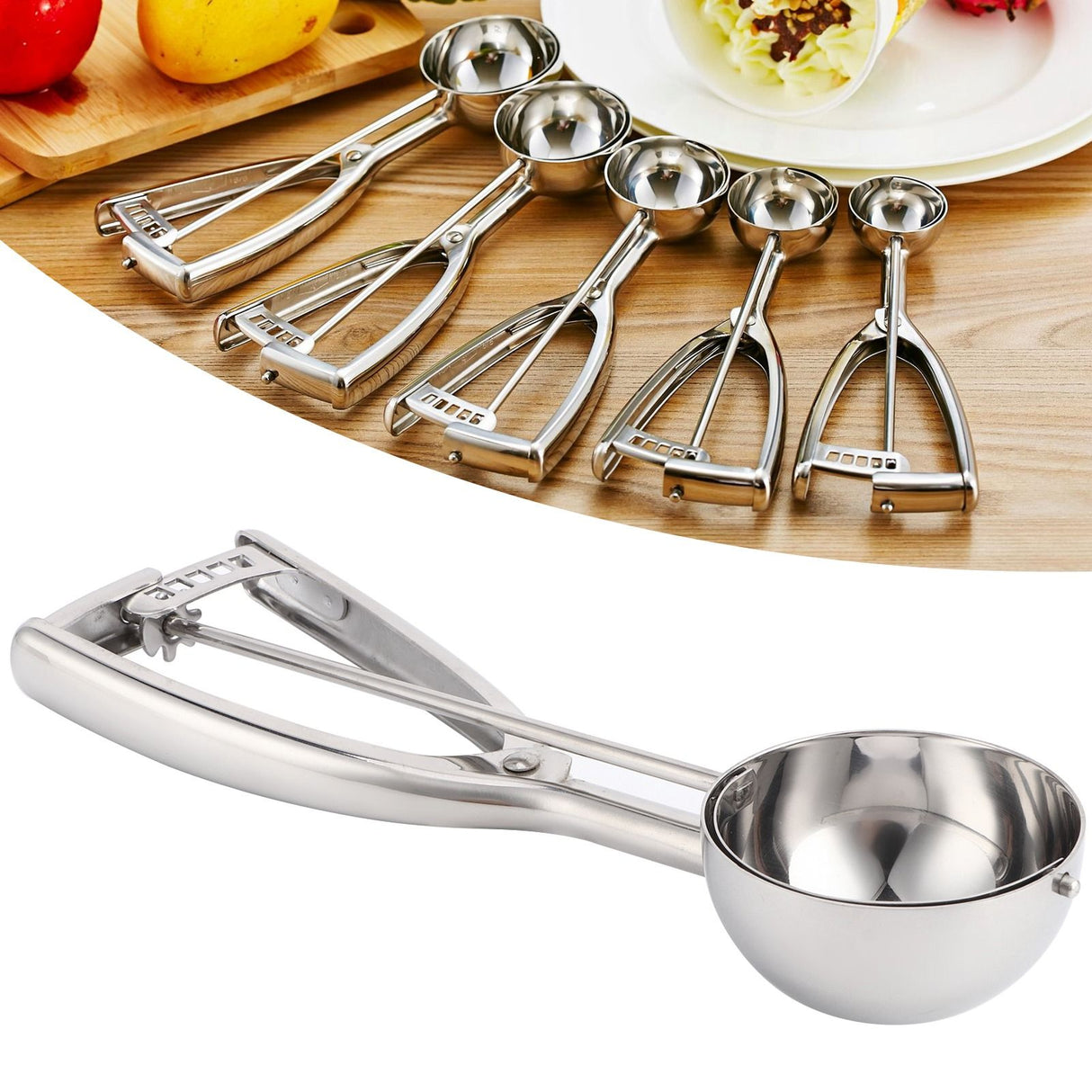 Ice Cream Spoon Multi Function 304 Stainless Steel Fruit Melon Meat Scoop Kitchen Utensils(J10189B 55 )