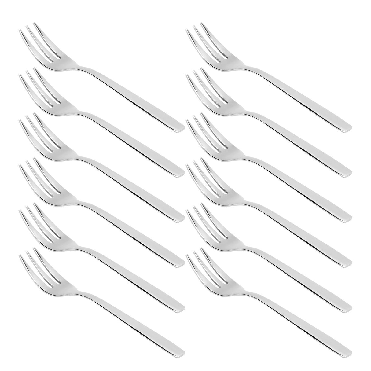 12Pcs Stainless Steel Forks Multifunctional Tasting Appetizer Cake Dessert Salad Fruit Fork