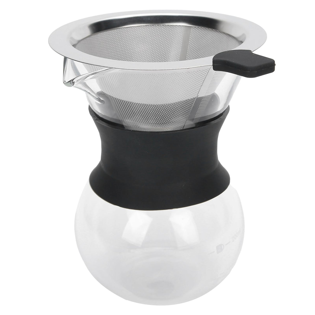 Reusable Glass Coffee Pot with Stainless Steel Filter Manual Drip Coffee Maker Set200ml