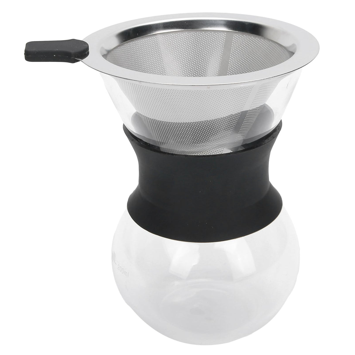 Reusable Glass Coffee Pot with Stainless Steel Filter Manual Drip Coffee Maker Set200ml