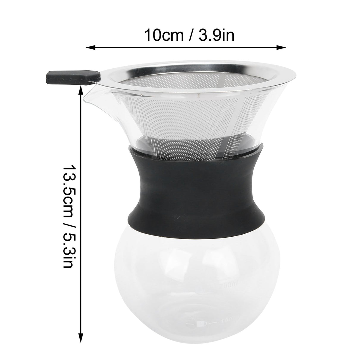 Reusable Glass Coffee Pot with Stainless Steel Filter Manual Drip Coffee Maker Set200ml