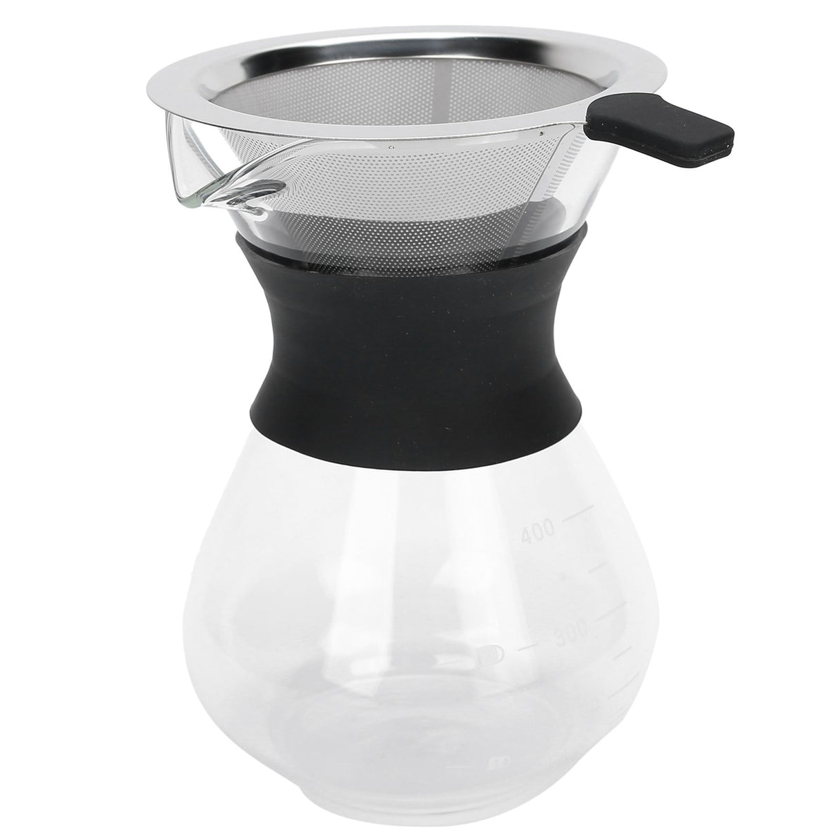 Reusable Glass Coffee Pot with Stainless Steel Filter Manual Drip Coffee Maker Set400ml