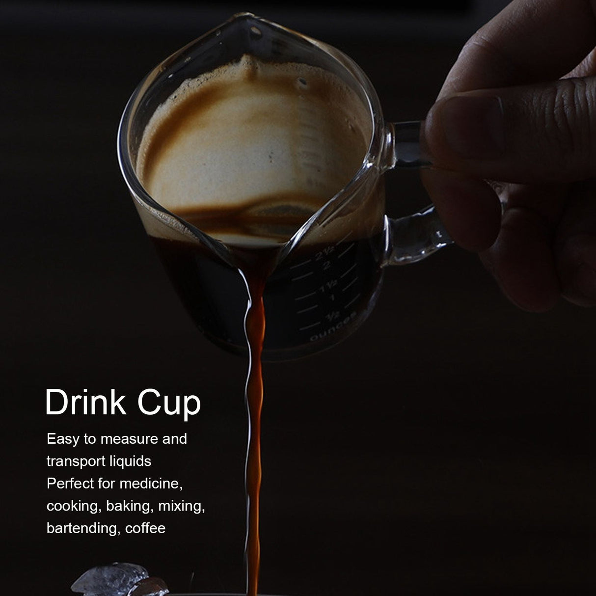 Coffee Cup with Double Spouts Scale Hand Made Borosilicate Glass Measuring Cup 70ml