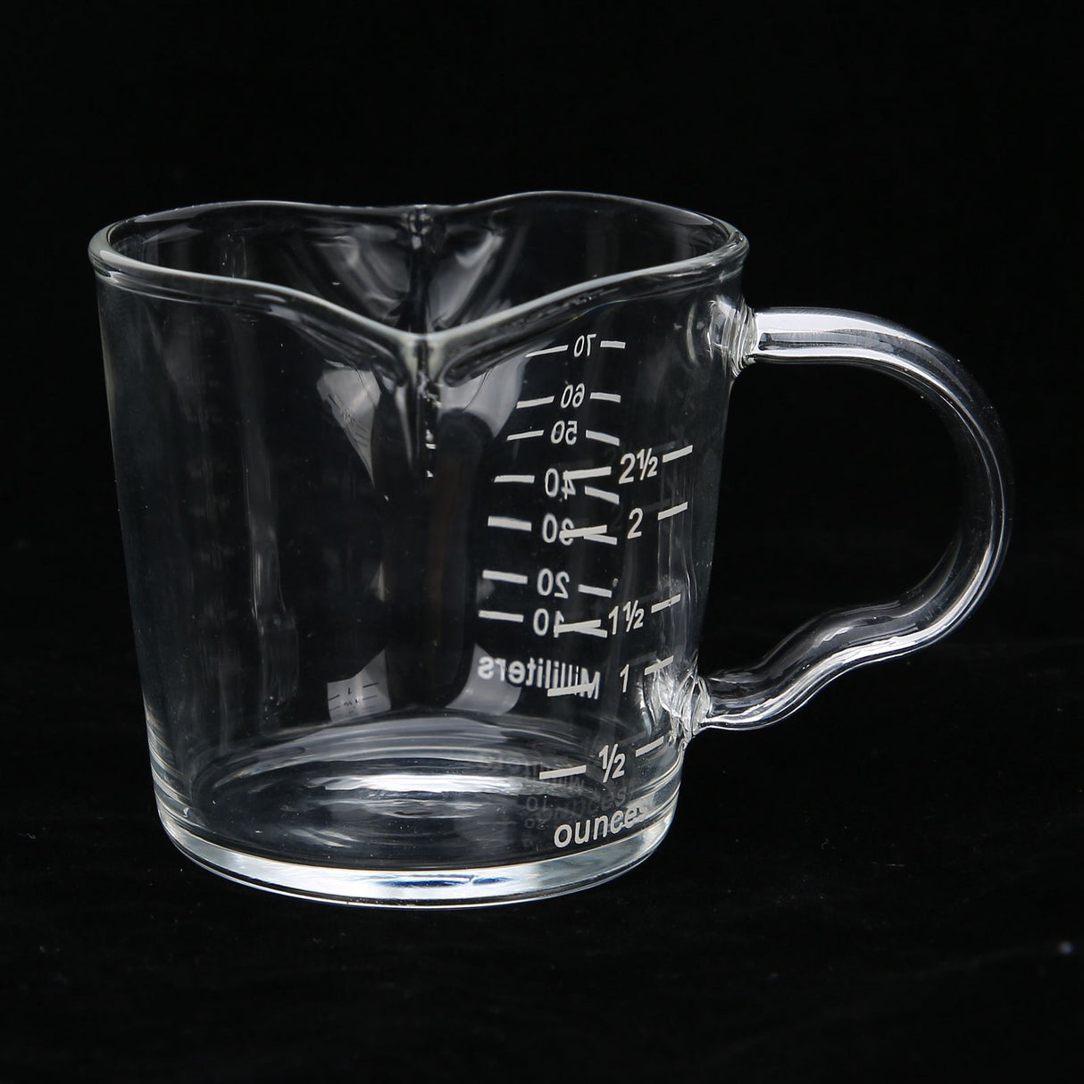 Coffee Cup with Double Spouts Scale Hand Made Borosilicate Glass Measuring Cup 70ml