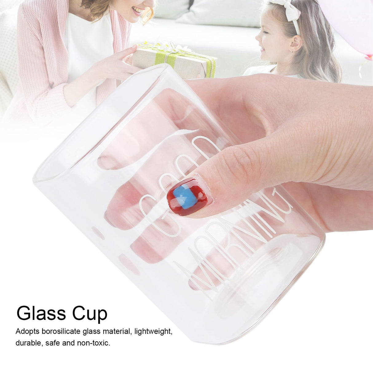 Transparent Milk Cup Innovative Coffee Mug Tea Drink Glass Drinkware for Home ShopWhite Label 240ml