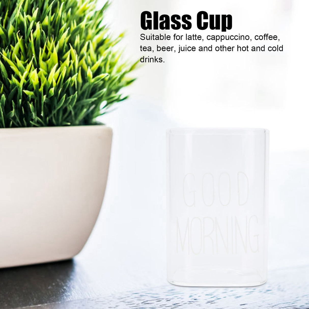 Transparent Milk Cup Innovative Coffee Mug Tea Drink Glass Drinkware for Home ShopWhite Label 240ml