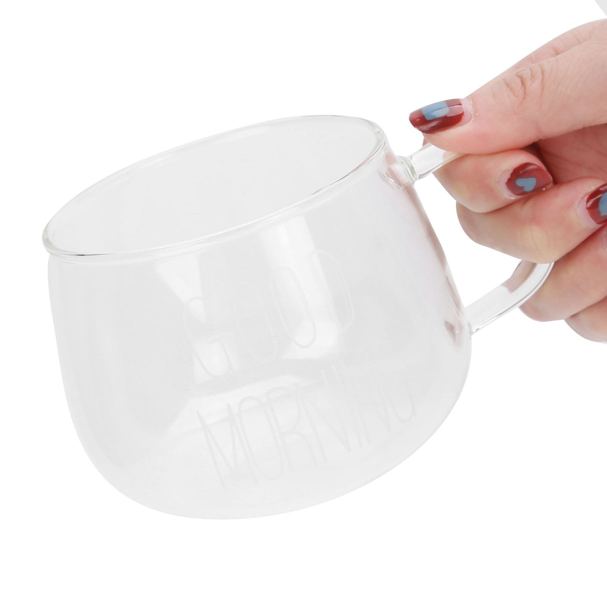 Coffee Cup Transparent Borosilicate Glass Mug with Handle for Milk Tea Cocktail BeverageWhite Label