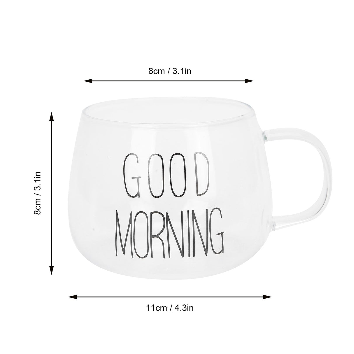 Coffee Cup Transparent Borosilicate Glass Mug with Handle for Milk Tea Cocktail BeverageWhite Label