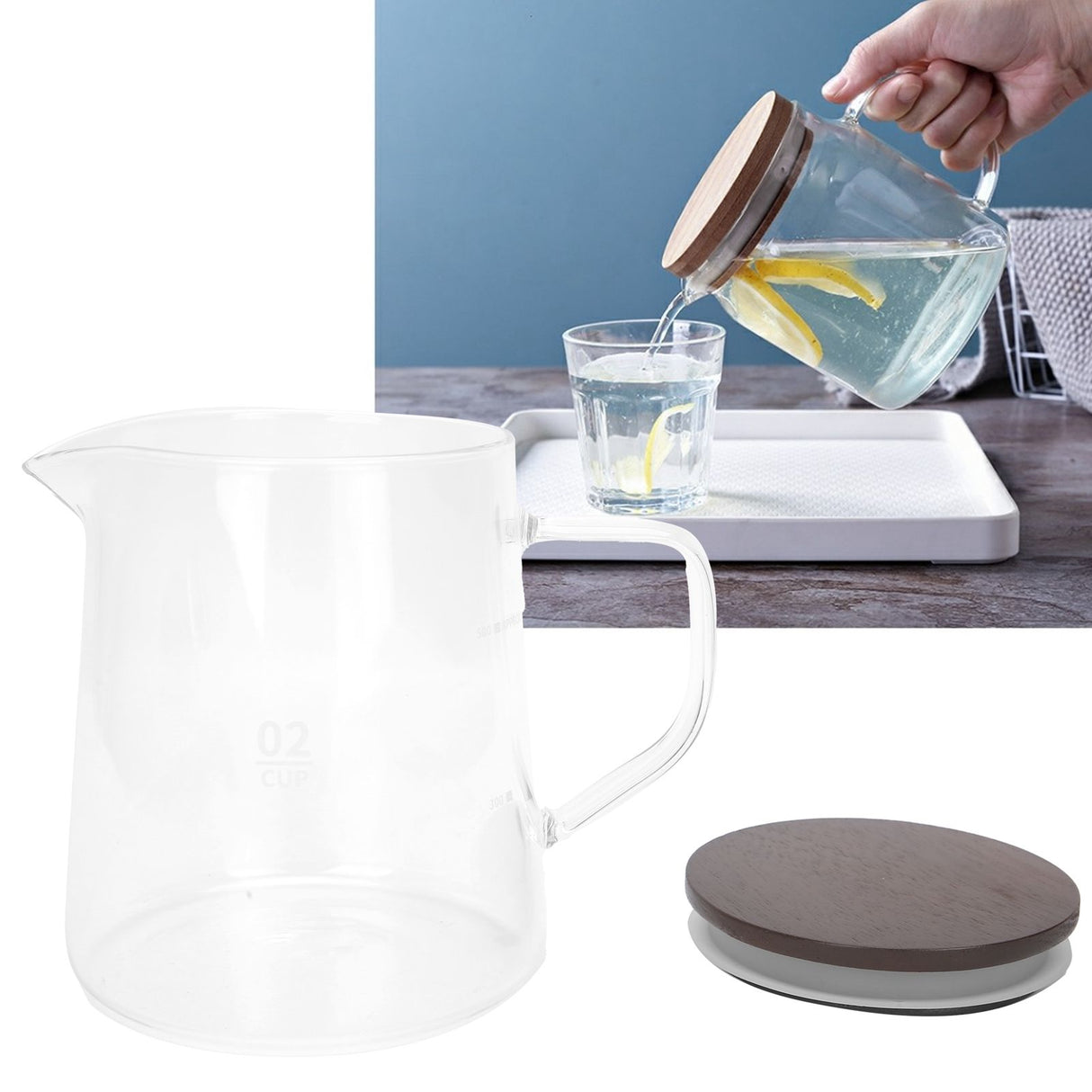 Coffee Pot with Lid HeatResistant Glass Heat Insulation Handle Kettle for Tea Milk Juice(500ml )