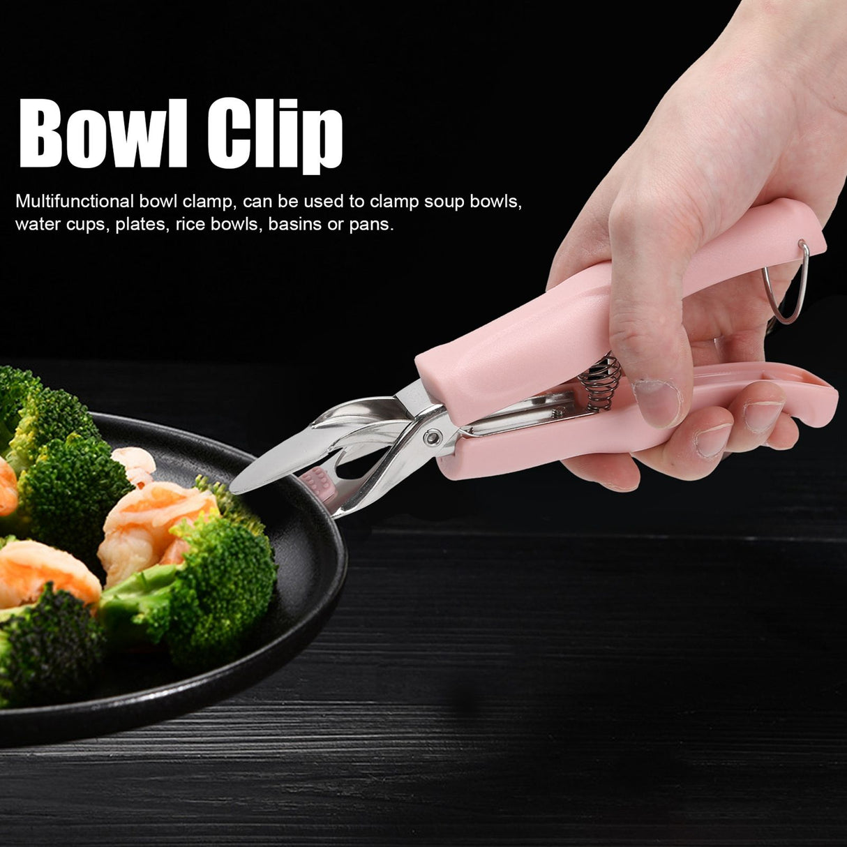 Bowl Gripper Stainless Steel AntiScald AntiSlip Clip Hot Plate Clamp Kitchen Gadget(Pink )