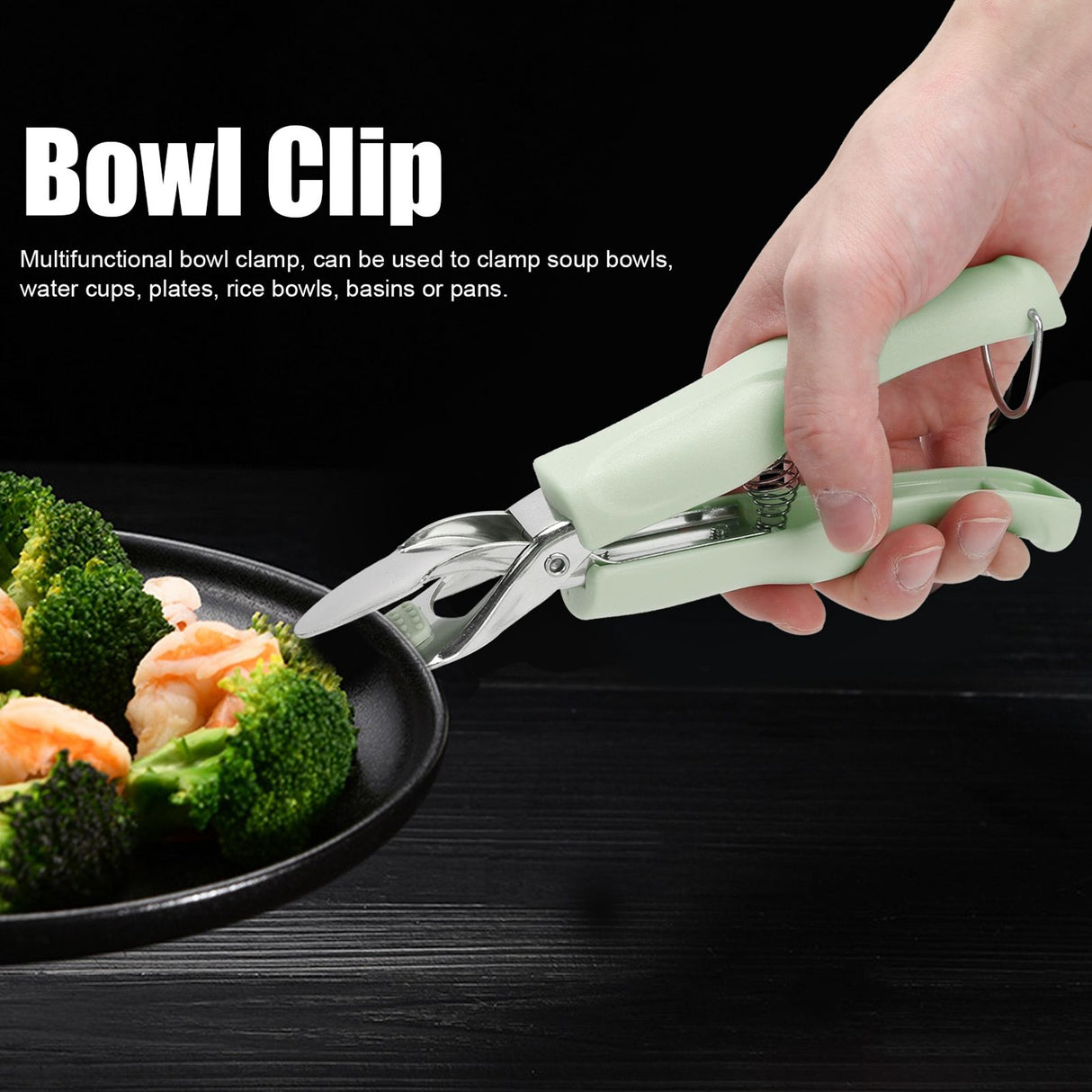 Bowl Gripper Stainless Steel AntiScald AntiSlip Clip Hot Plate Clamp Kitchen Gadget(Green )
