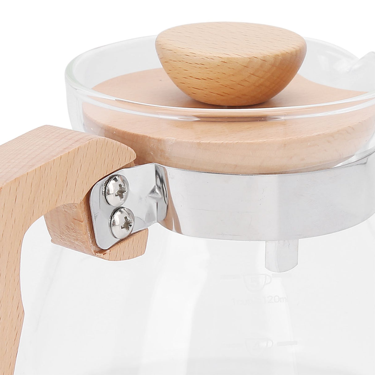 Pour Over Coffee Maker 600ml Glass Coffee Server Pot with Wooden Handle Lid for Home Office