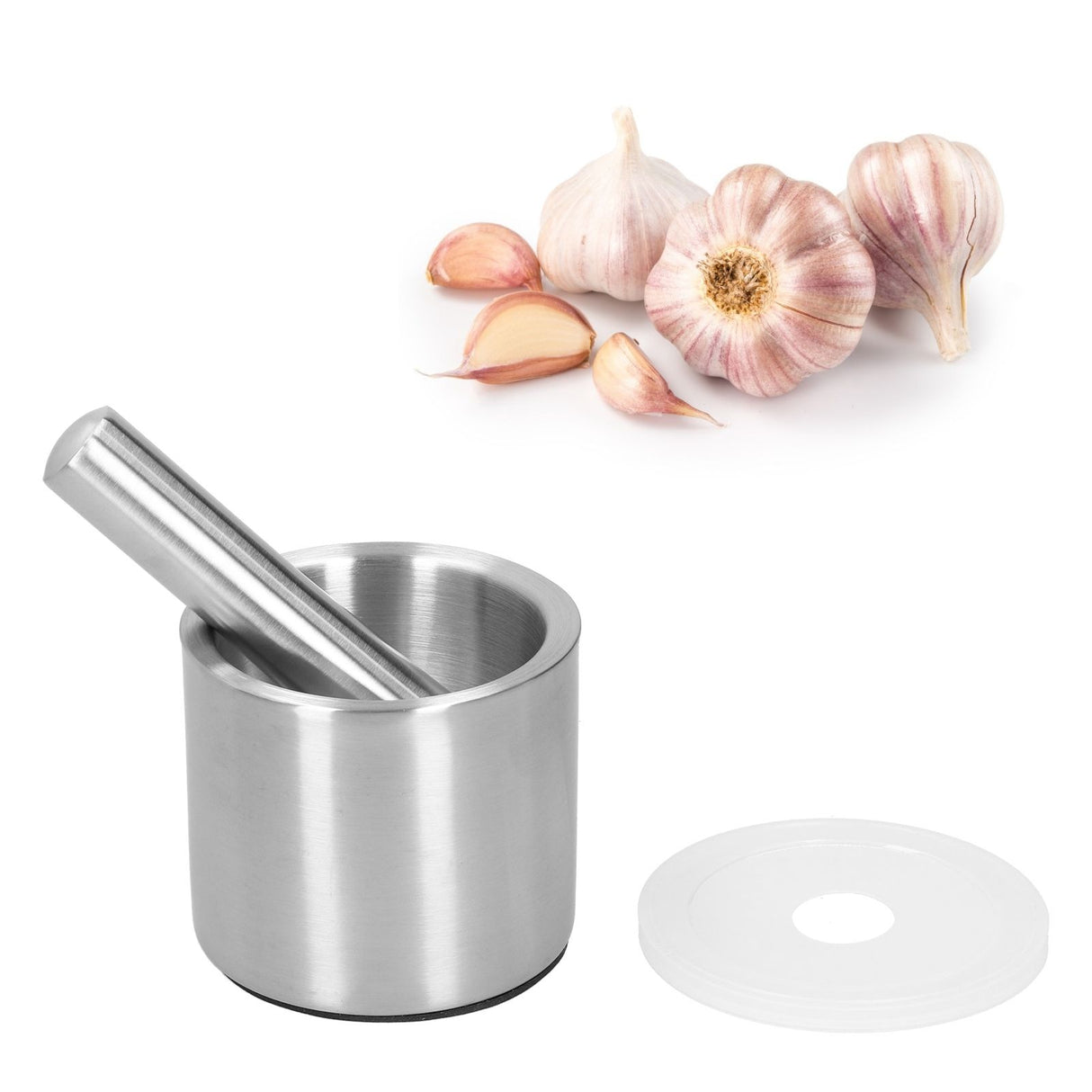 Mortar Pestle Set Stainless Steel Manual Garlic Mill Grinder Crusher Kitchen Tool Gadget