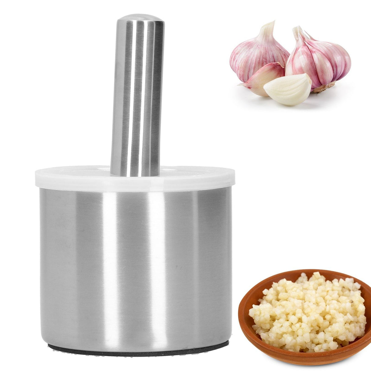 Mortar Pestle Set Stainless Steel Manual Garlic Mill Grinder Crusher Kitchen Tool Gadget