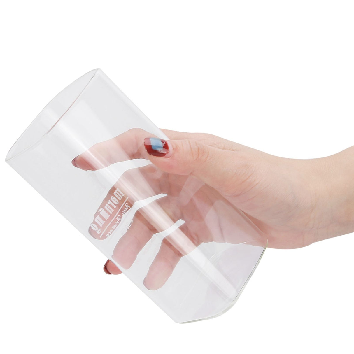 400ml Water Cup Square Heat-Resistant Glass Mug Beverage Milk Breakfast Cup DrinkwareCrown Pattern