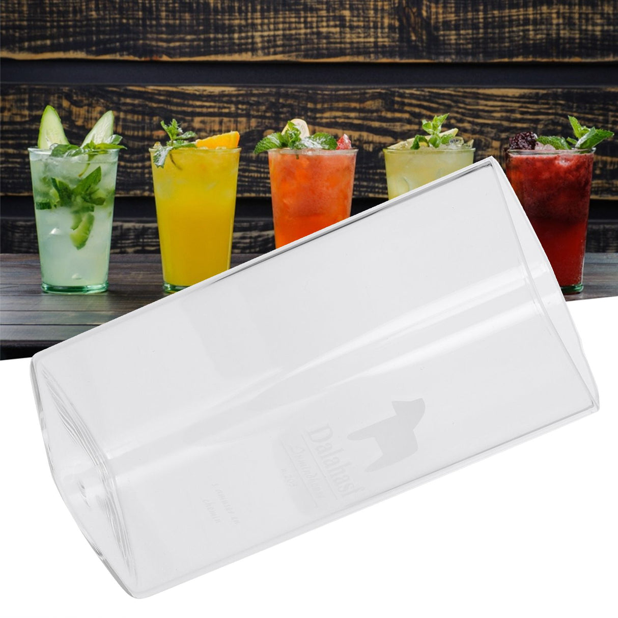 400ml Water Cup Square Heat-Resistant Glass Mug Beverage Milk Breakfast Cup DrinkwareHorse Pattern