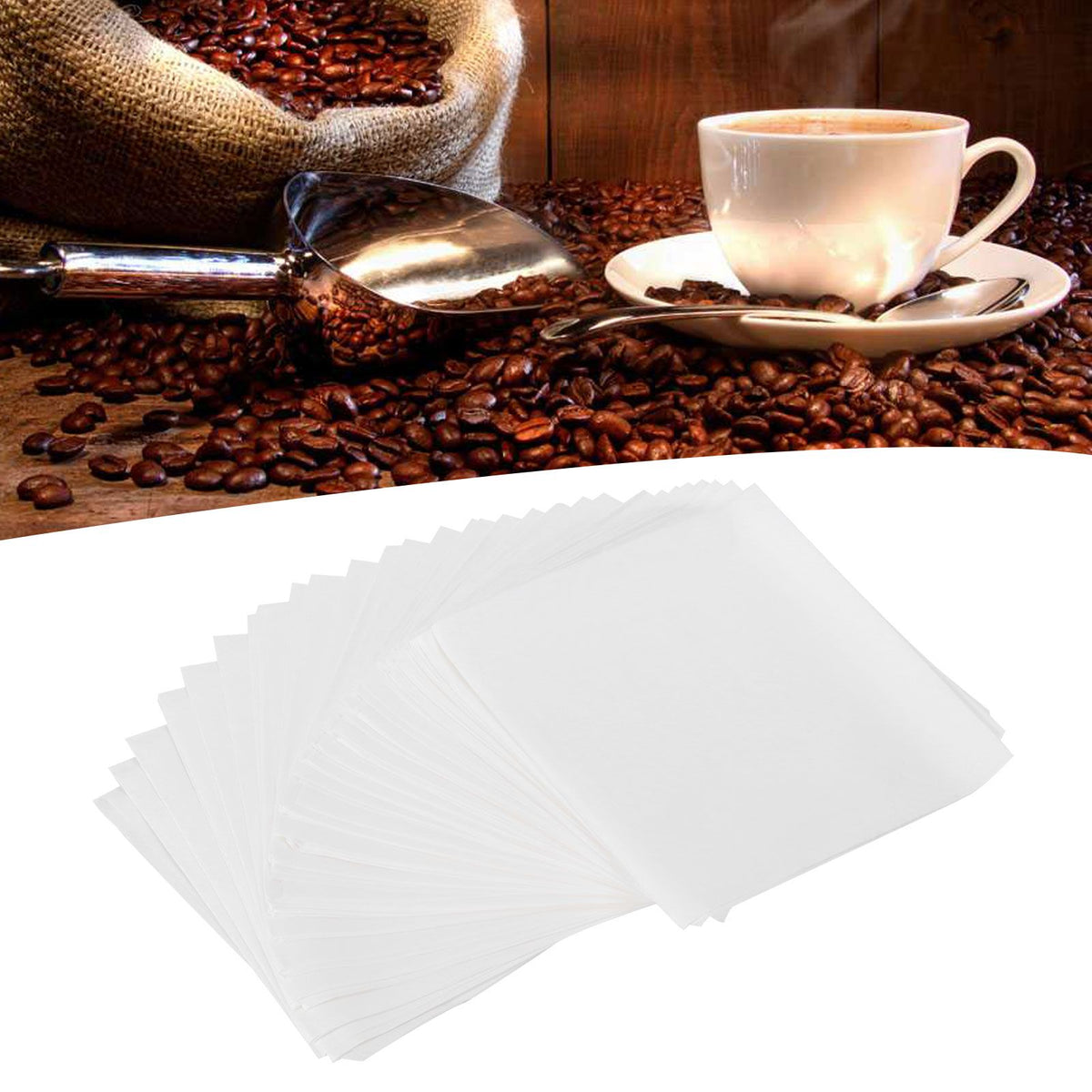 40PCS/Bag Wood Fiber Hand Drip Paper Coffee Filter Square Coffee Pot Making Accessory