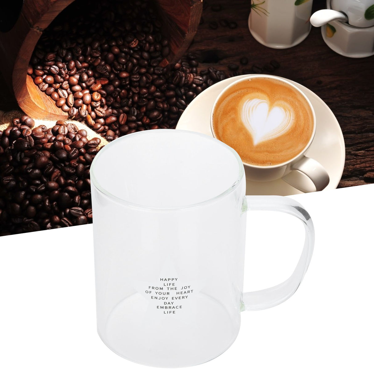 350ml Transparent Milk Cup Coffee Mug Tea Glass Drinkware with Handle for Kitchen Supplies(Five Pointed Star )