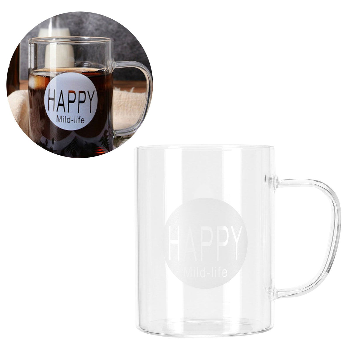 350ml Coffee Cup Transparent High Borosilicate Glass Mug with Handle for Milk Tea Beverage