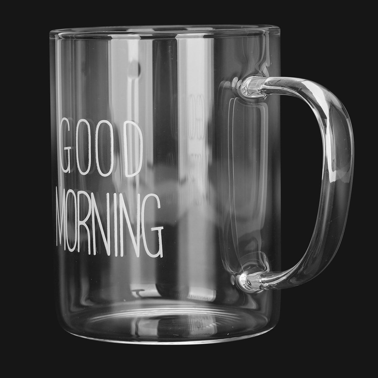 350ML Transparent Milk Coffee Mug with Handle Glass Water Cup Drinkware Kitchen UtensilWhite Letter
