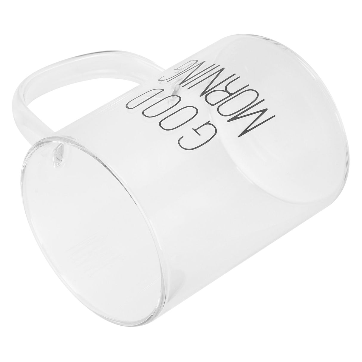 350ML Transparent Milk Coffee Mug with Handle Glass Water Cup Drinkware Kitchen UtensilBlack Letter