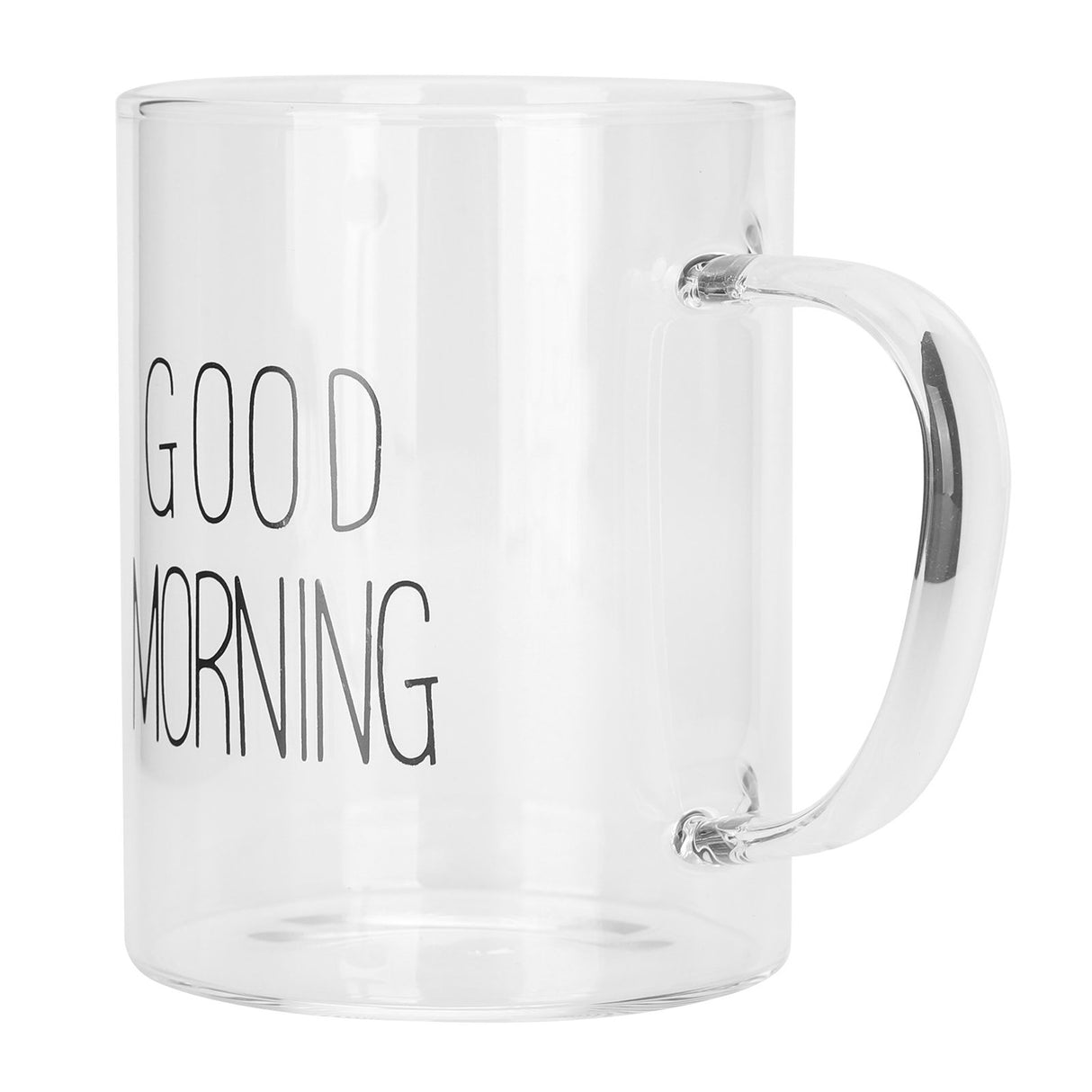 350ML Transparent Milk Coffee Mug with Handle Glass Water Cup Drinkware Kitchen UtensilBlack Letter