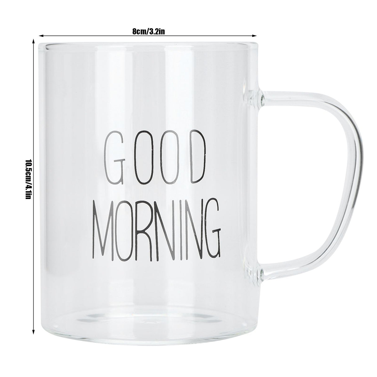 350ML Transparent Milk Coffee Mug with Handle Glass Water Cup Drinkware Kitchen UtensilBlack Letter