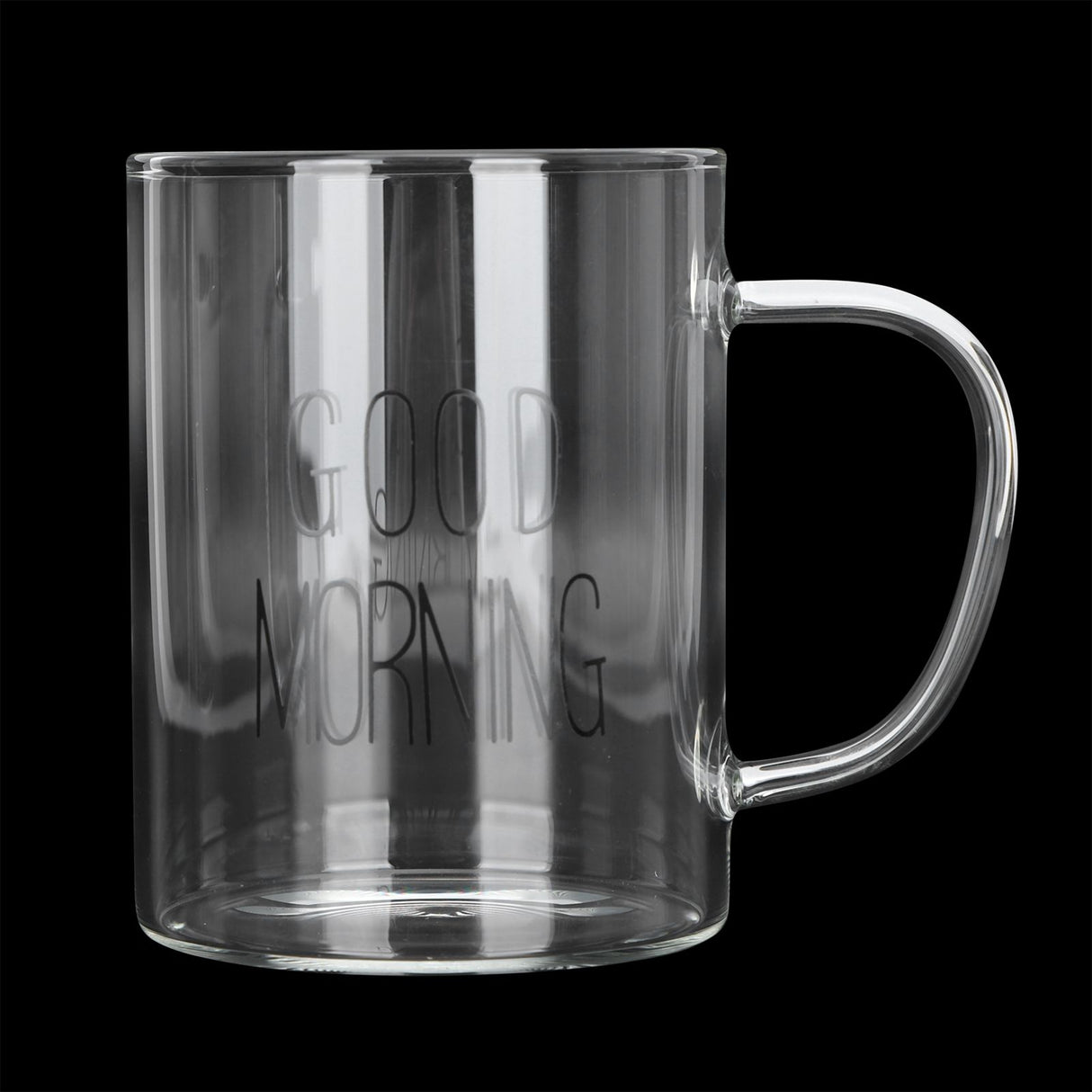 350ML Transparent Milk Coffee Mug with Handle Glass Water Cup Drinkware Kitchen UtensilBlack Letter
