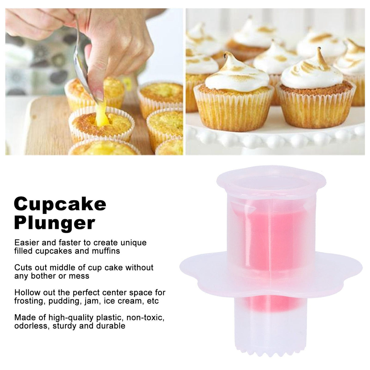 Cupcake Corer Plunger Cake Core Remover Cream Jam Filling Decorating for DIY Baking Confectionery