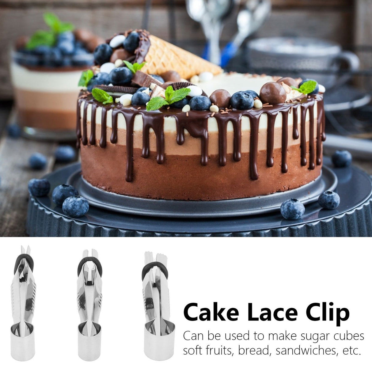 3pcs Stainless Steel Cake Crimper Cake Making Decorating Clamp Mould DIY Baking Tools