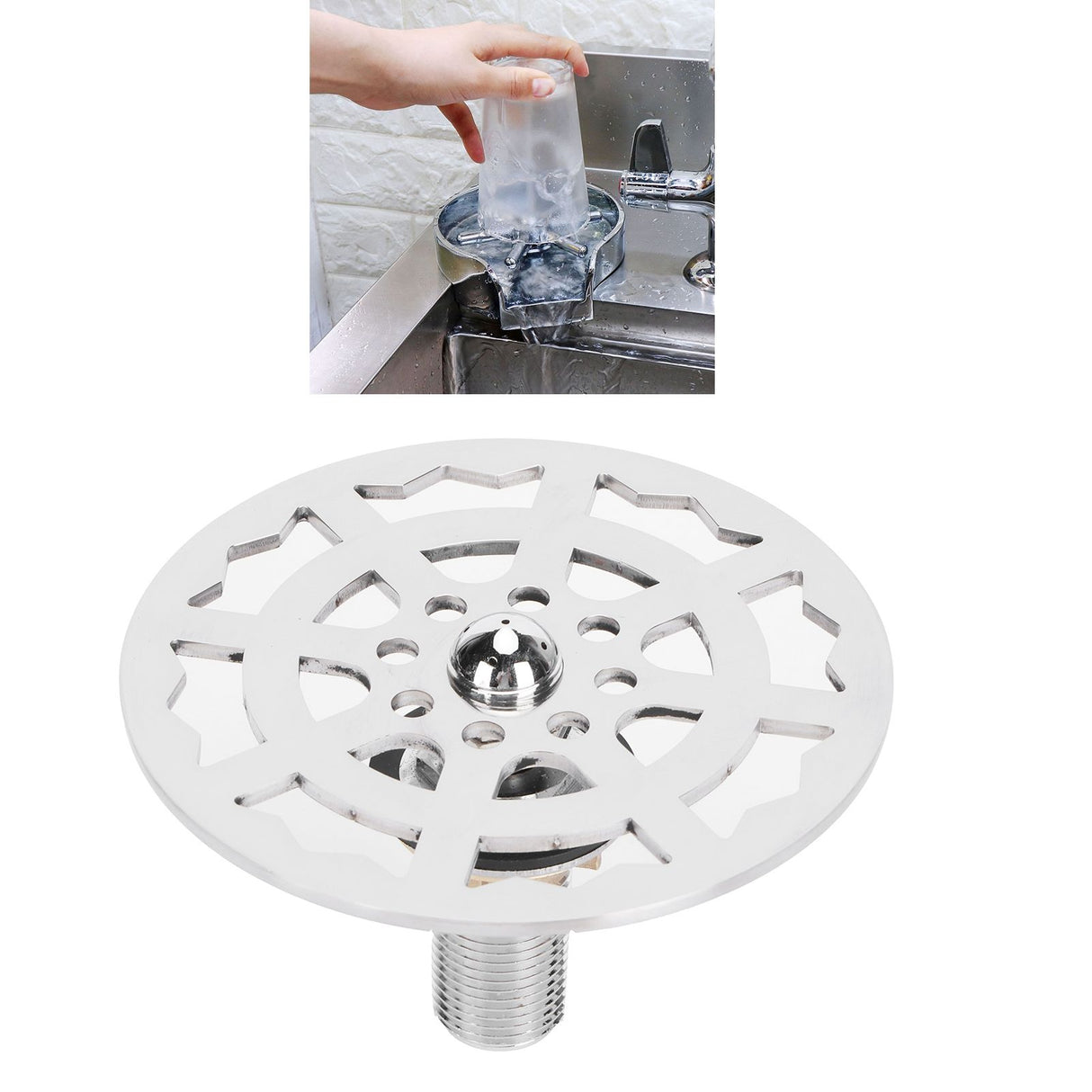 Bar Glass Rinser Faucet Head Stainless Steel Automatic Cup Washer Cleaner Accessory