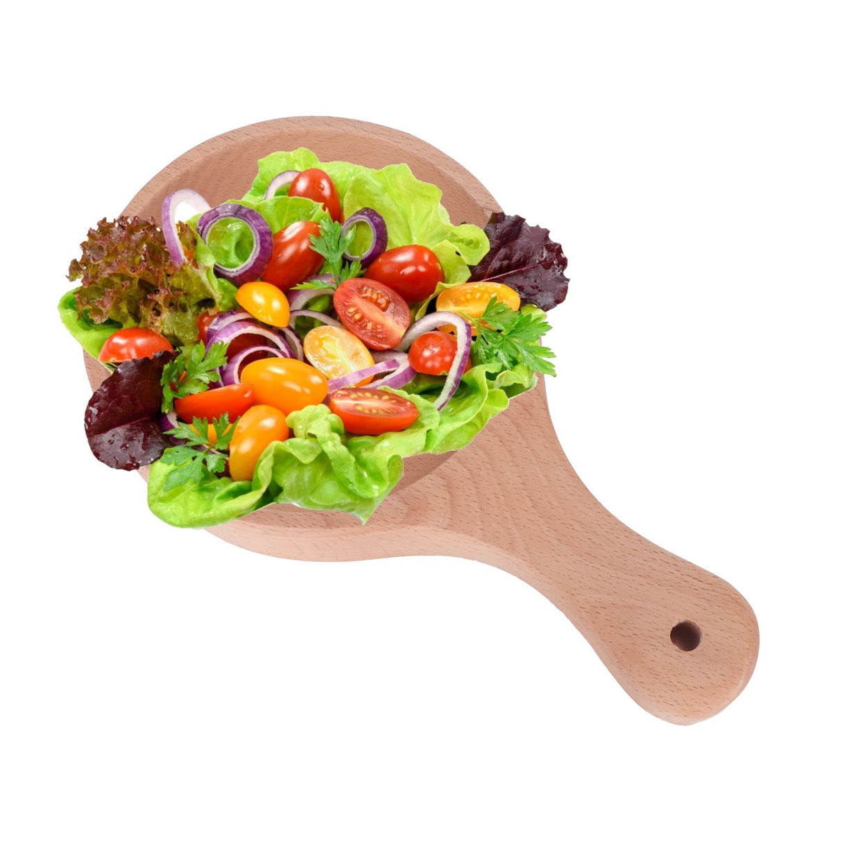 Wooden Salad Bowl with Handle JapaneseStyle Noodles Fruit Bowl Kitchen Tablewares
