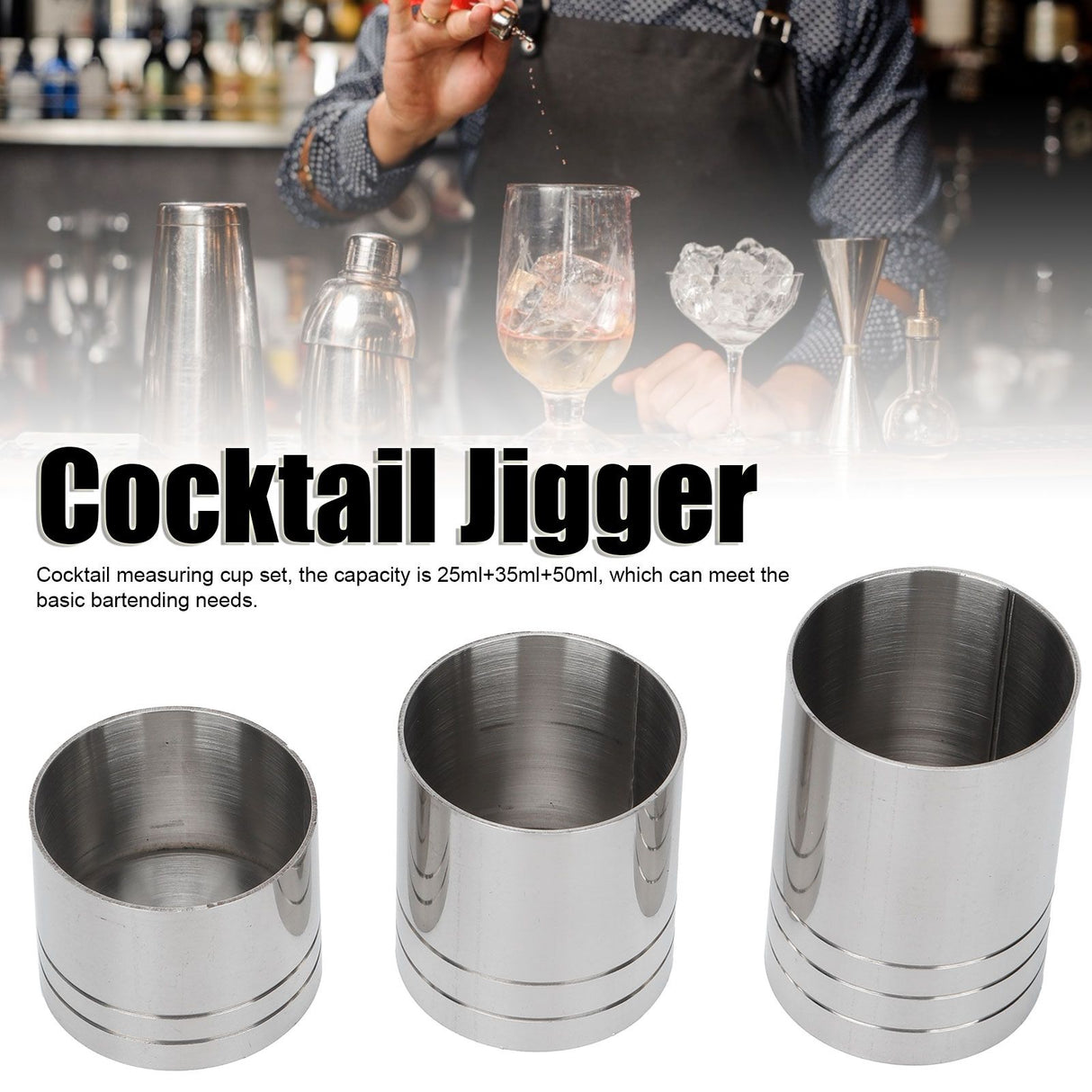 Cocktail Jigger Bar Drink Measuring Cup Ounce Cup Set Bartender Tool (25ml 35ml 50ml)