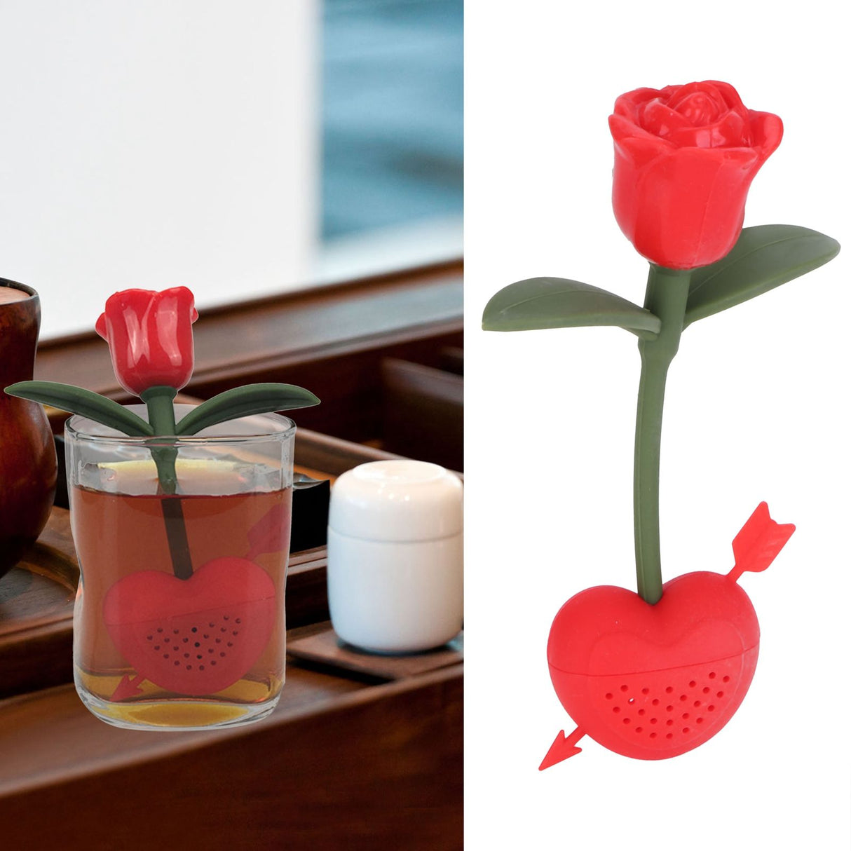 Rose Shaped Tea Strainer Silicone Loose Leaf Tea Infuser Filter Gift for Home Office Supplies