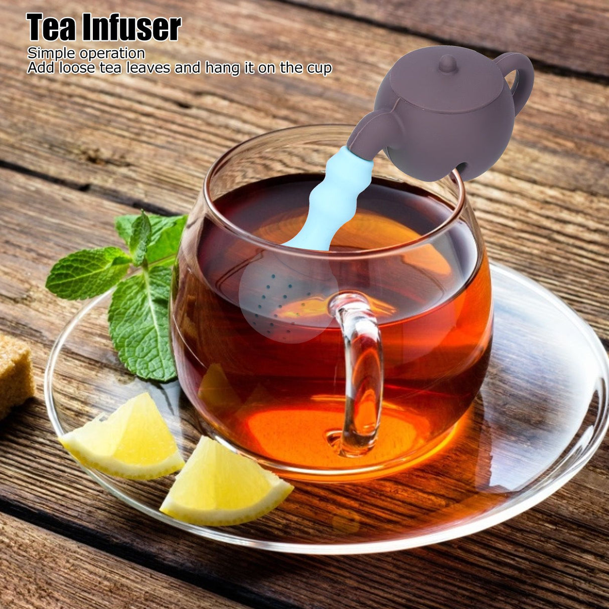 Silicone Tea Infuser Multifunction Teapot Shape Tea Leaf Strainer Filter Brown Sky Blue
