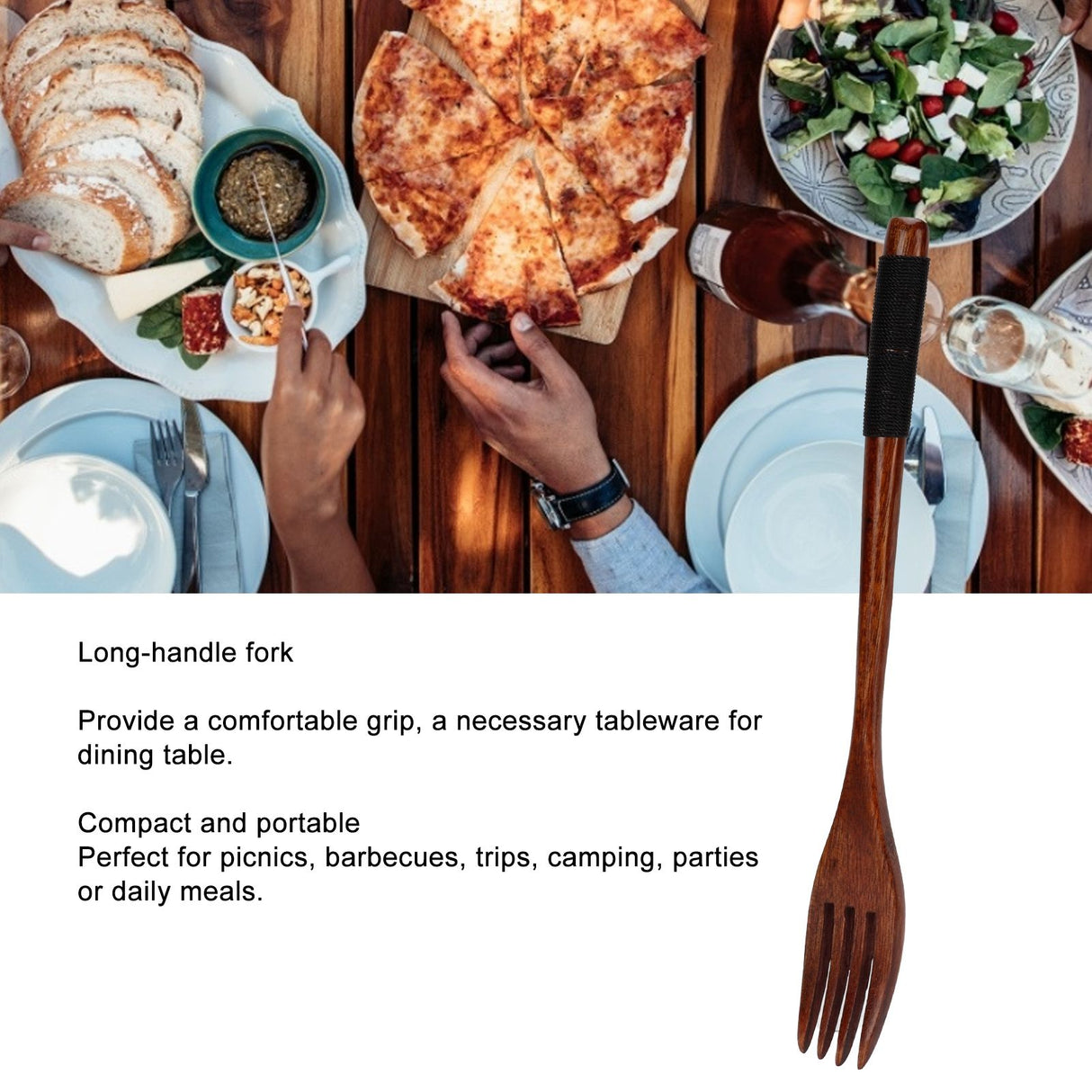 Japanese Wooden Fork Kitchen Tableware Cutlery for Barbecue Picnic Camping Parties
