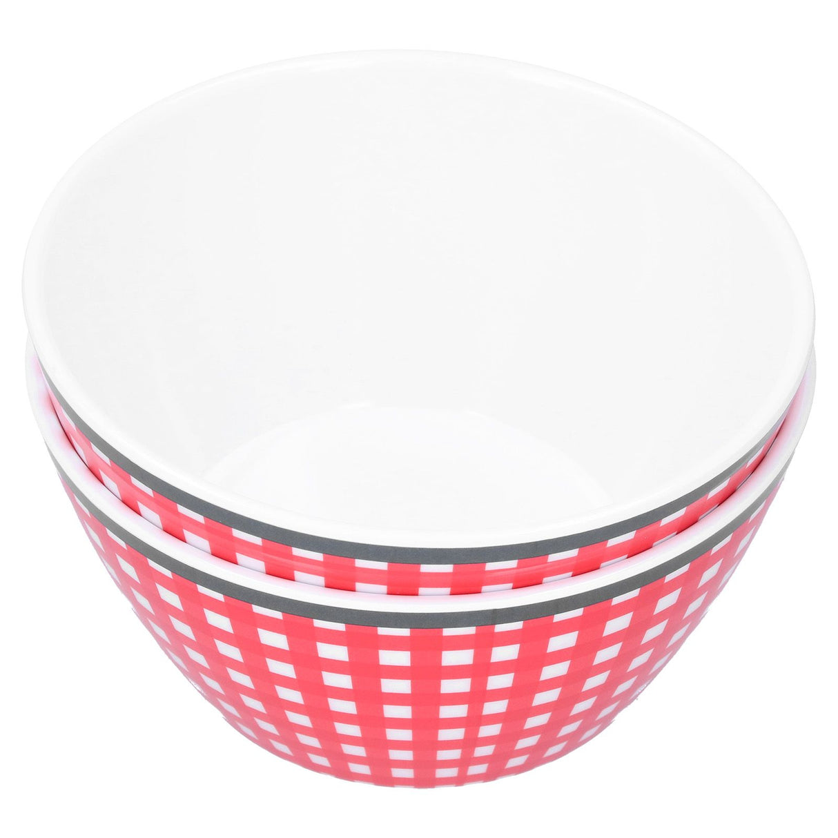 4PCS 6in Salad Bowl Dinner Serving Bowl Sets Kitchen Imitation Porcelain DinnerwareRed Grids