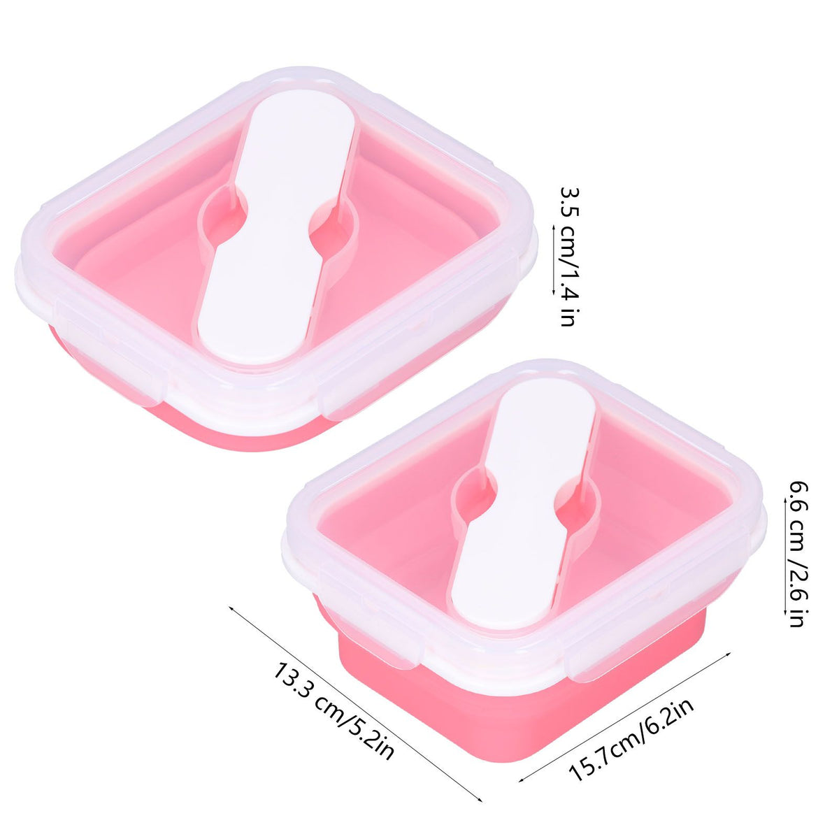 Silicone Insulation Box Portable Lunch Box with Integrated Fork Spoon for Office SchoolPink 600ML