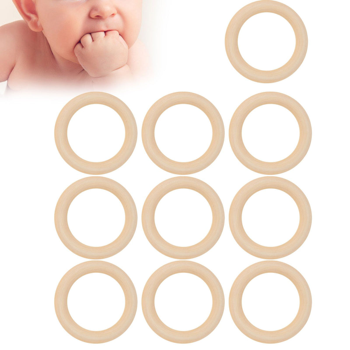 20Pcs Wood Baby Natural Teething Rings DIY Jewelry Circle Pendant Craft Making Accessory70mm
